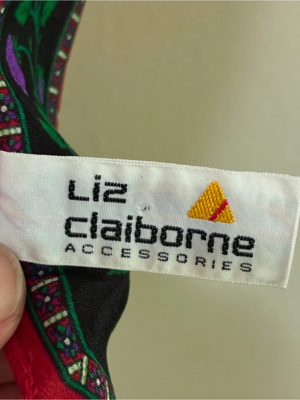 Liz Claiborne Silk Red Narrow Floral Scarf Tie Purple Roses